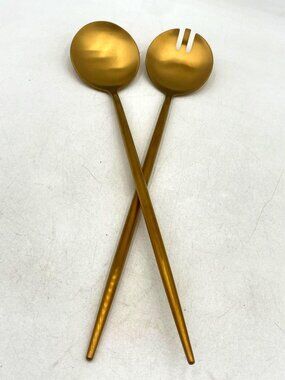 Taja Collection Gold Stainless Steel Salad Server Set Of 2 Dishwasher Safe